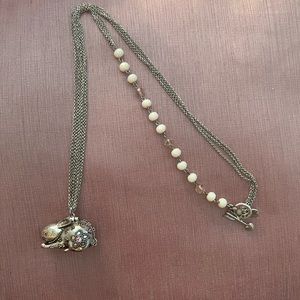 Betsey Johnson Silver Magnetic Bunny Necklace.